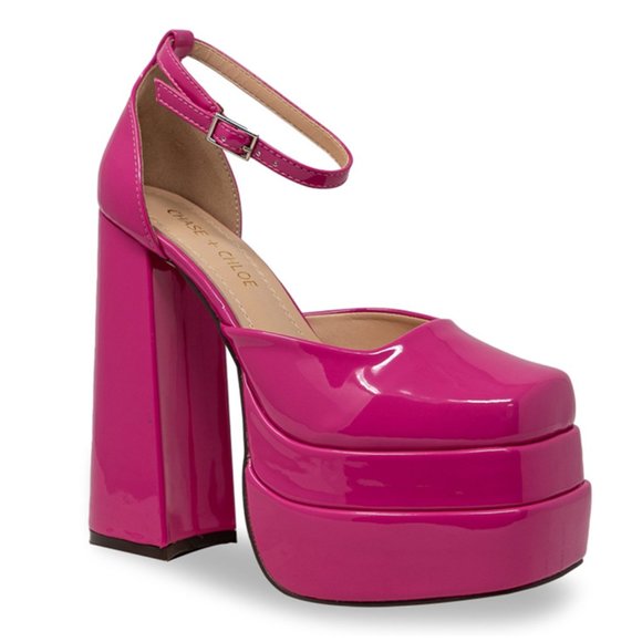 Platform Chunky Heels for Women, with Block Heel and Ankle Strap Design - Picture 3 of 4